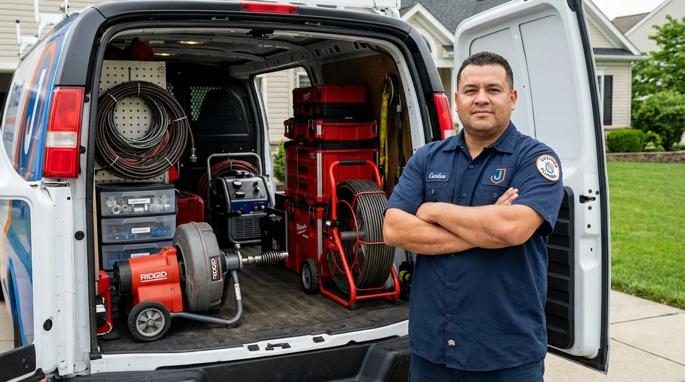 Professional drain cleaning equipment and Johns Plumbing LLC plumber in Galt